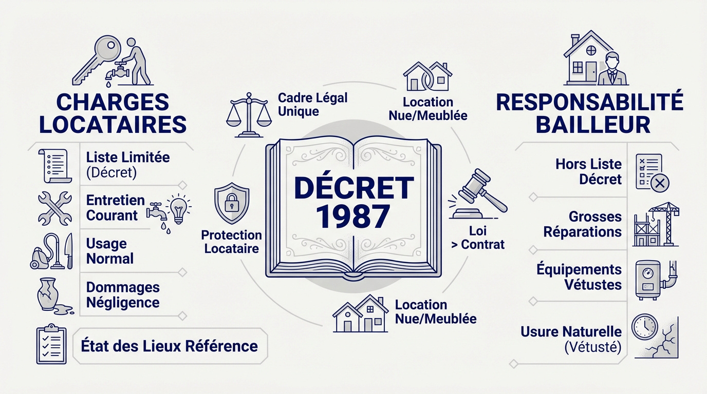 Schéma explicatif des charges locatives selon le décret de 1987