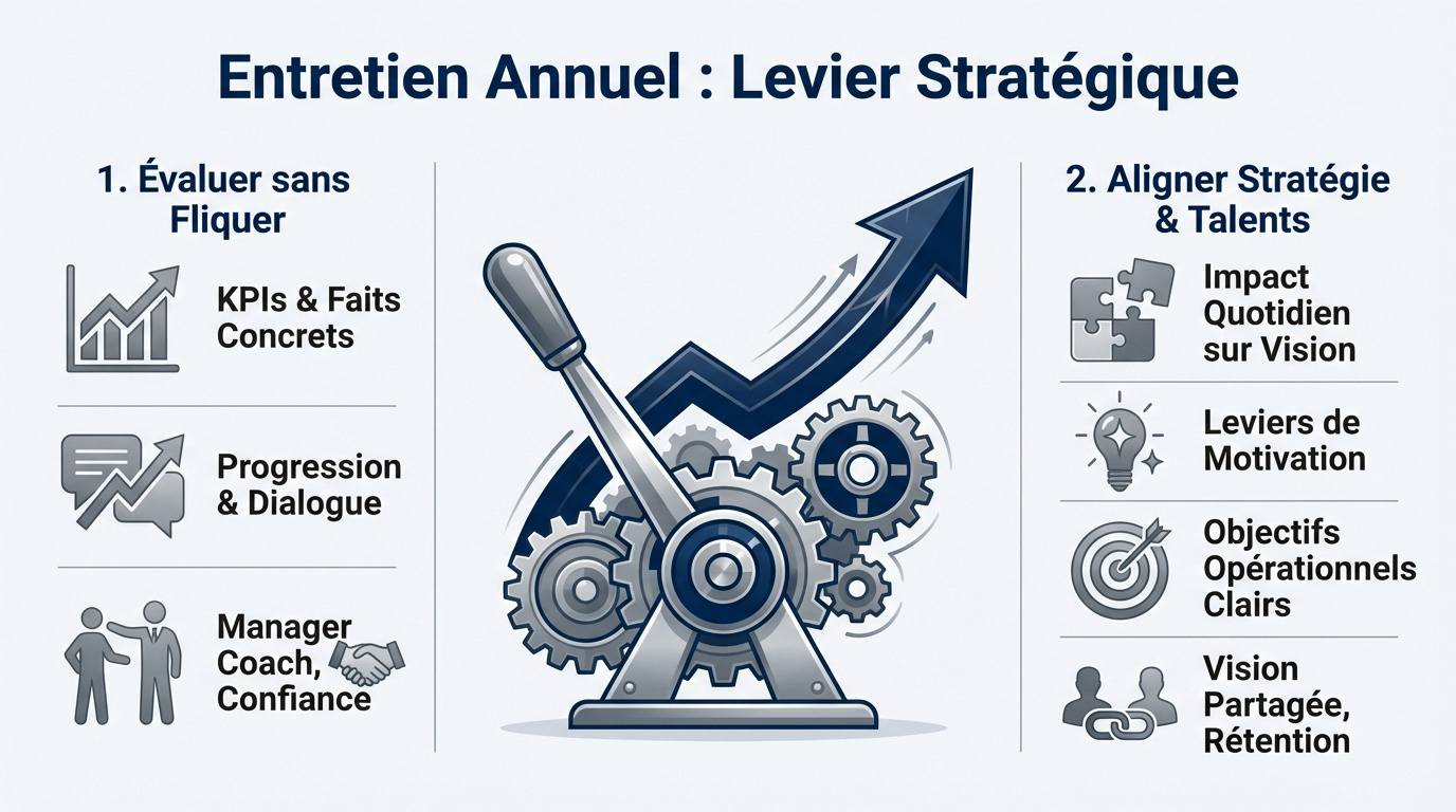 Manager et collaborateur en entretien annuel stratégique