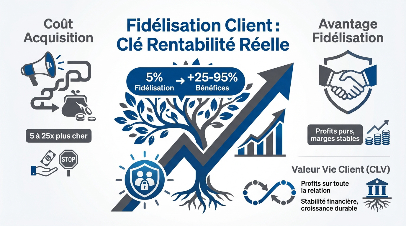 Graphique comparant les coûts de rétention et d'acquisition client