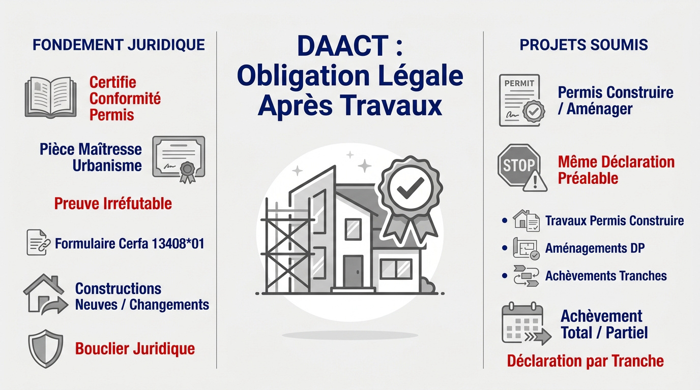 Représentation d'un dossier administratif DAACT pour la conformité des travaux