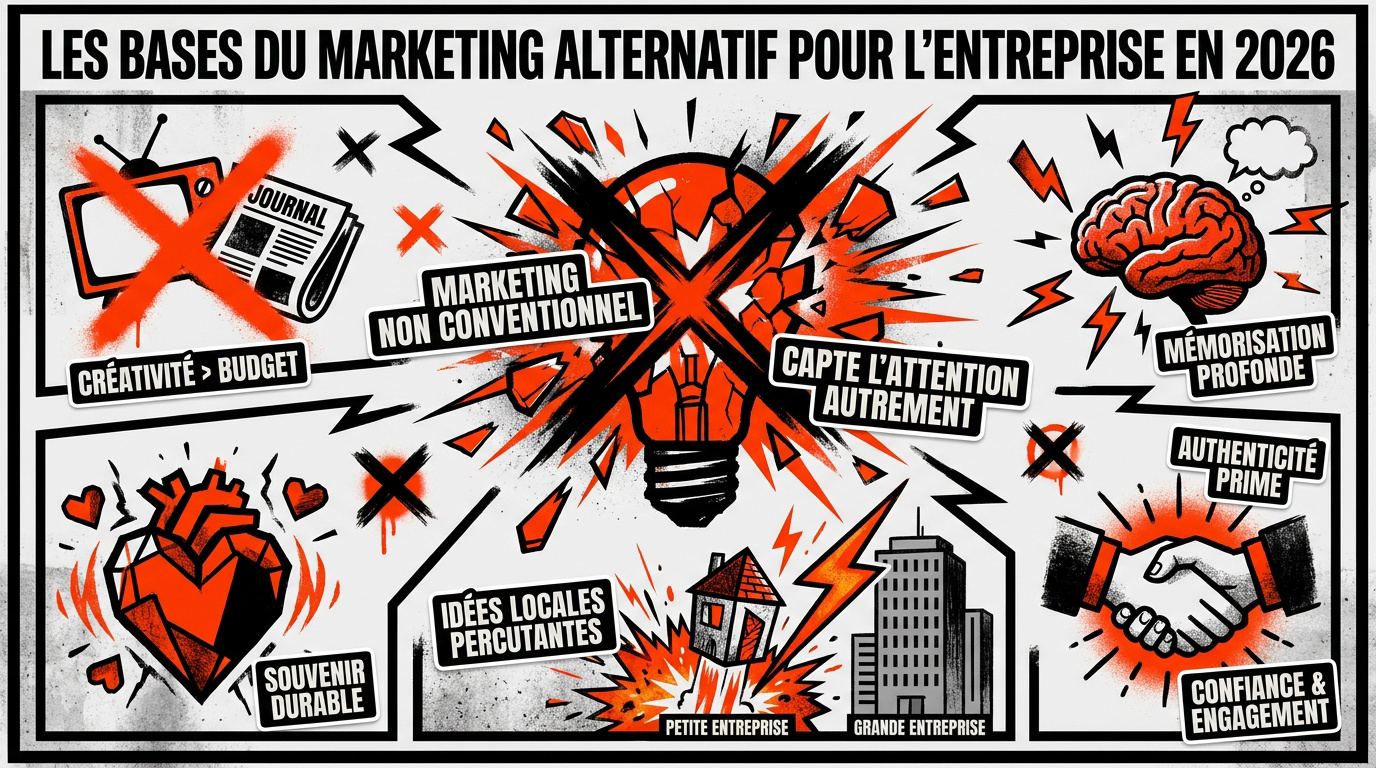 Illustration des concepts du marketing alternatif pour les entreprises en 2026